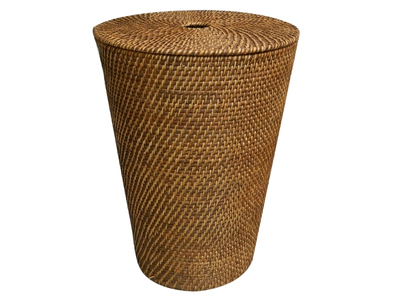 Refined Rattan Tapered Hamper with Lid - Eco-friendly Laundry Storage
